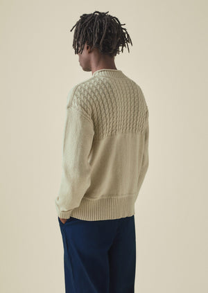 Gansey Yoke Wool Cotton Sweater | Stone | TOAST