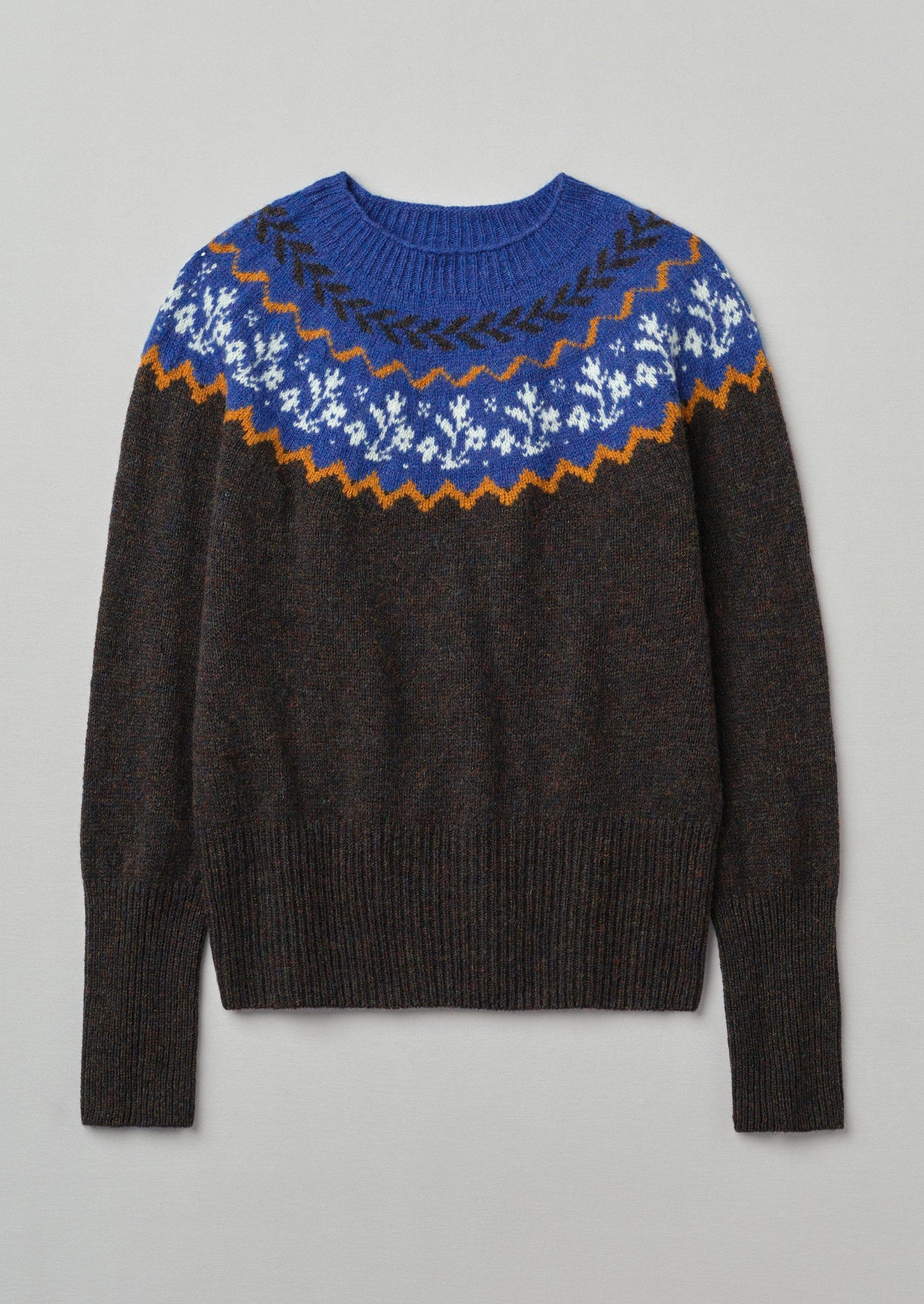 Fair Isle Yoke Sweater | Blue Multi | TOAST