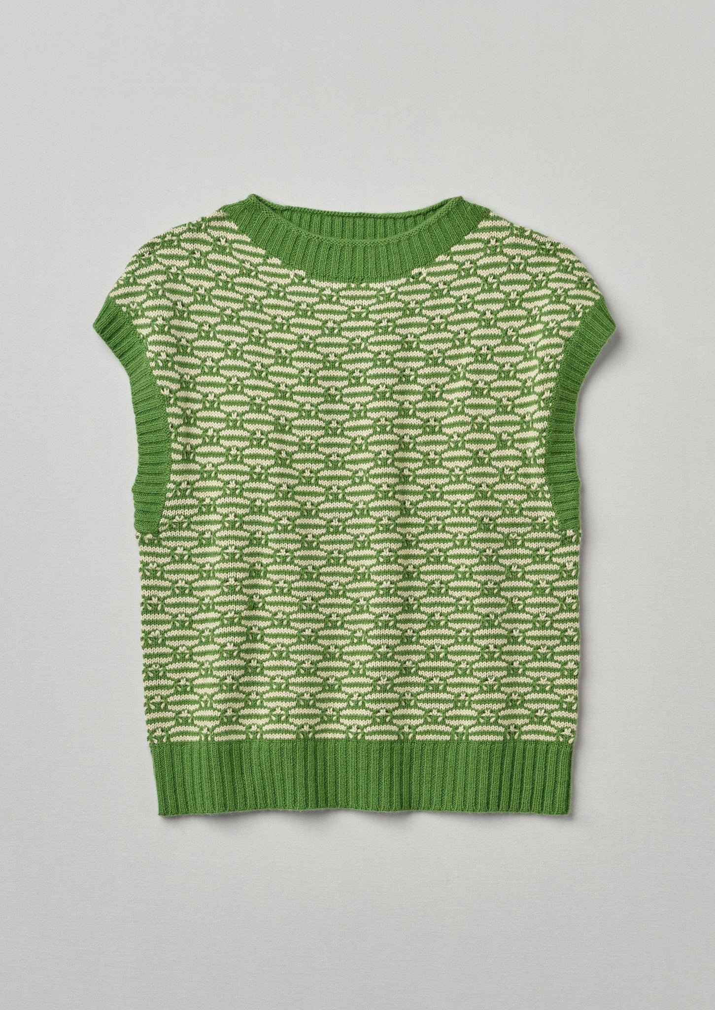 Wave Stripe Sleeveless Sweater | Fresh Green/Shell | TOAST