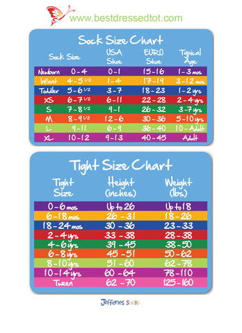Jefferies Socks Size Chart - Best Dressed Tot - Baby and Children's ...