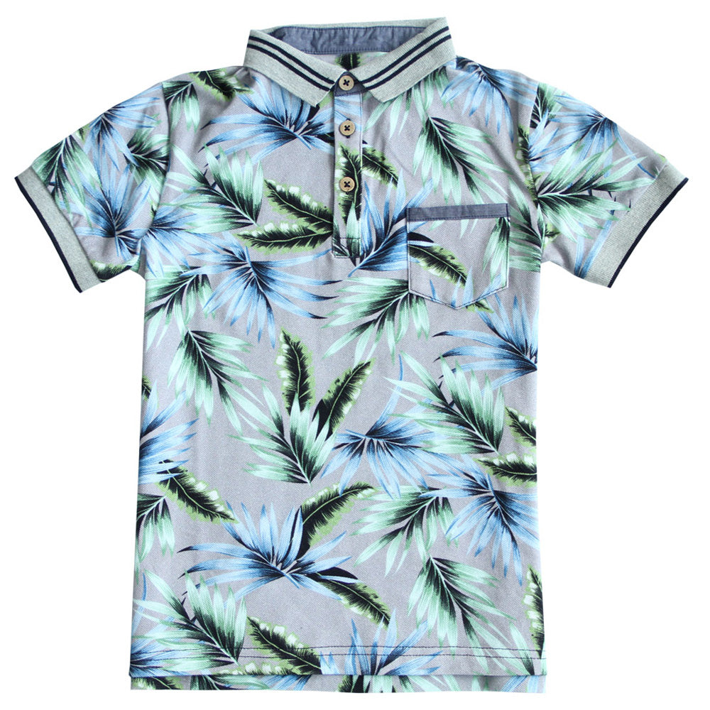 Boys Palm Tree Print Knit Button Down Shirt - Best Dressed Tot - Baby ...