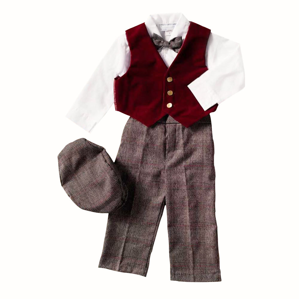 Little Boys Burgundy Vest Pant Set - Holiday Plaid - Best Dressed Tot -  Baby and Children's Boutique