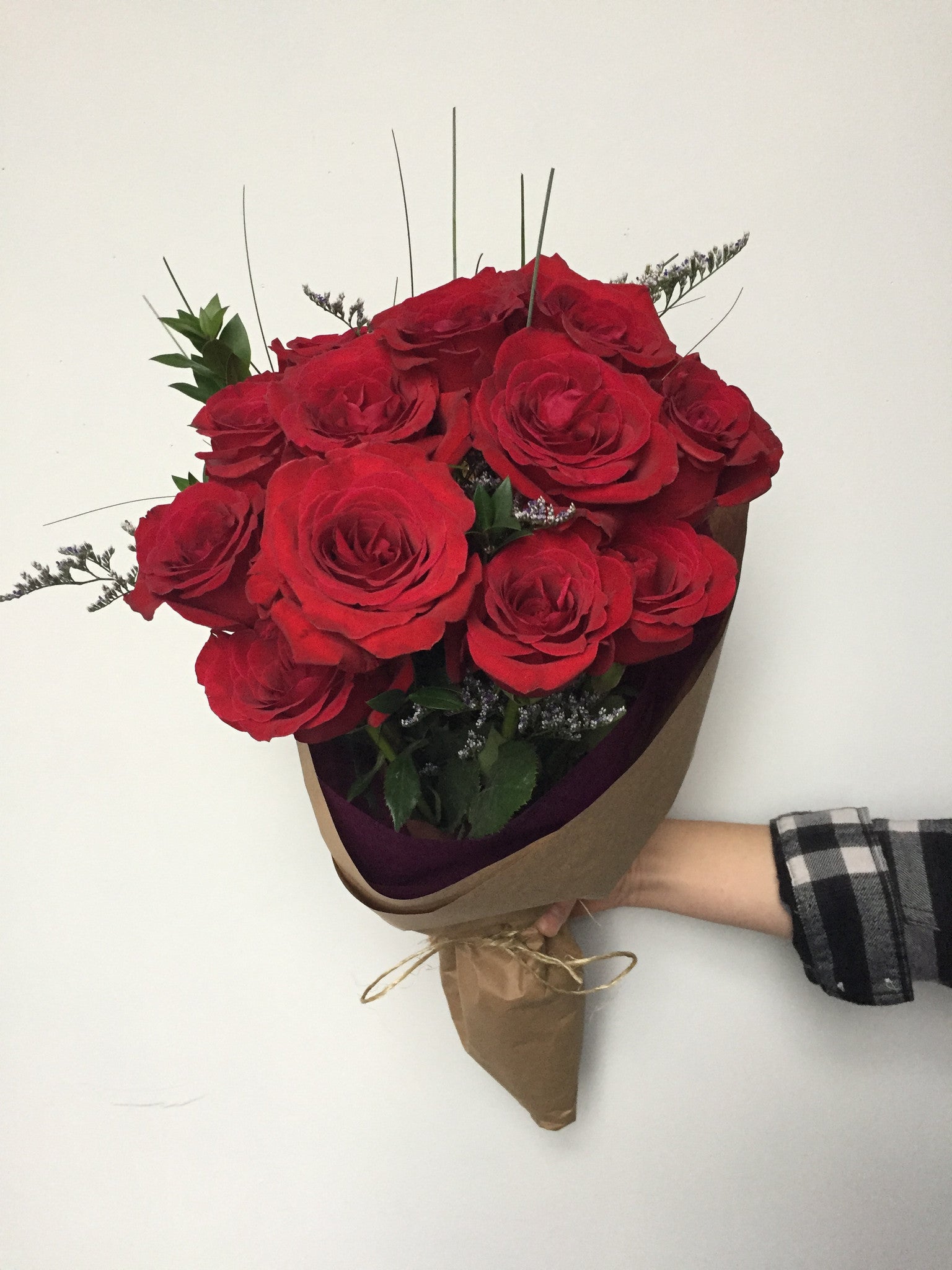 A Dozen Roses Wrapped - Ithaca Flower Shop