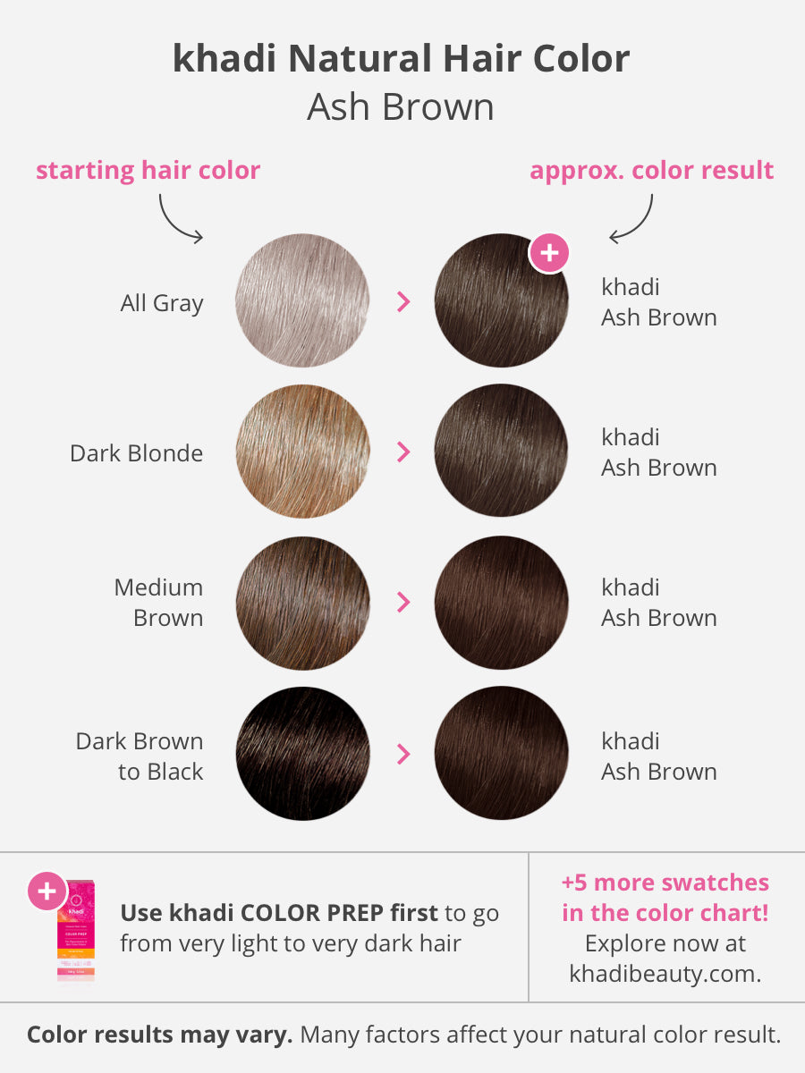 khadi Natural Hair Color Ash Brown - For Intense, Matte Brown