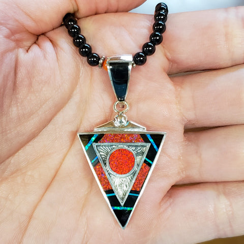 David Rosales Triangular Red Moon Pendant