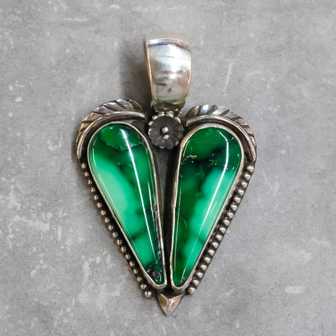 Emerald Rose Variscite Heart Pendant by Gary Glandon