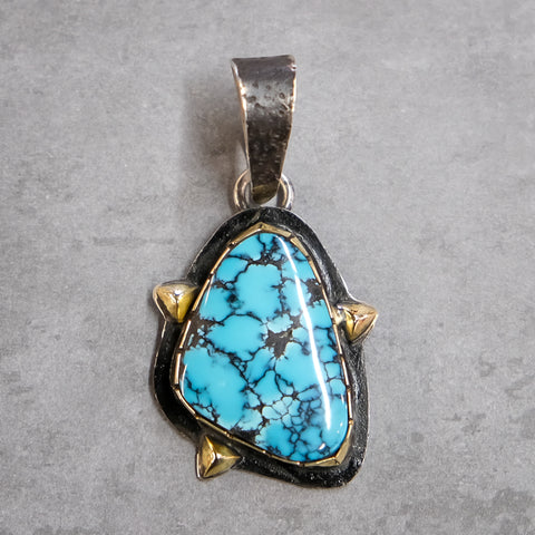 Gary’s Gold and Silver Campitos Turquoise Pendant