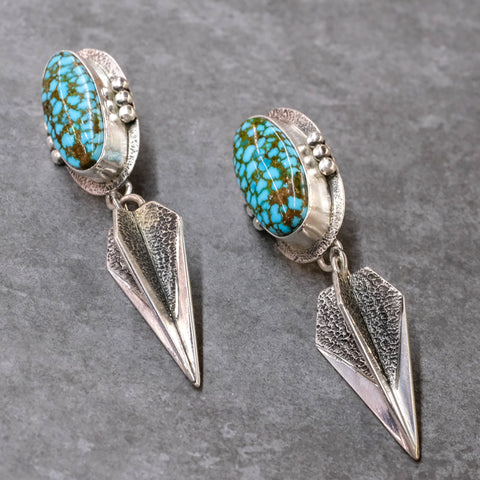 Kingman Turquoise Arrowhead Earrings by Skylar Glandon - Side