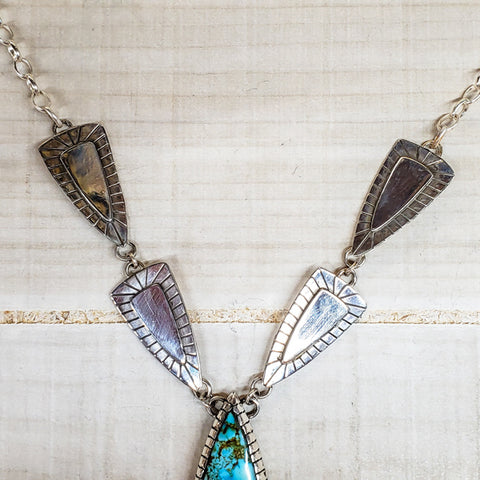 Silver Sections of Turquoise Necklace