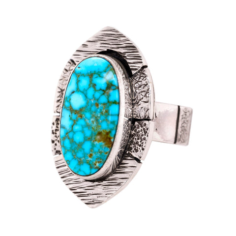 Textured Kingman Turquoise Ring