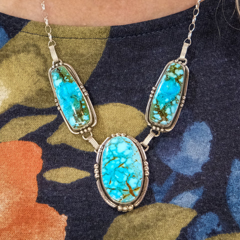 Three-Stone Kingman Turquoise Necklace by Gary Glandon