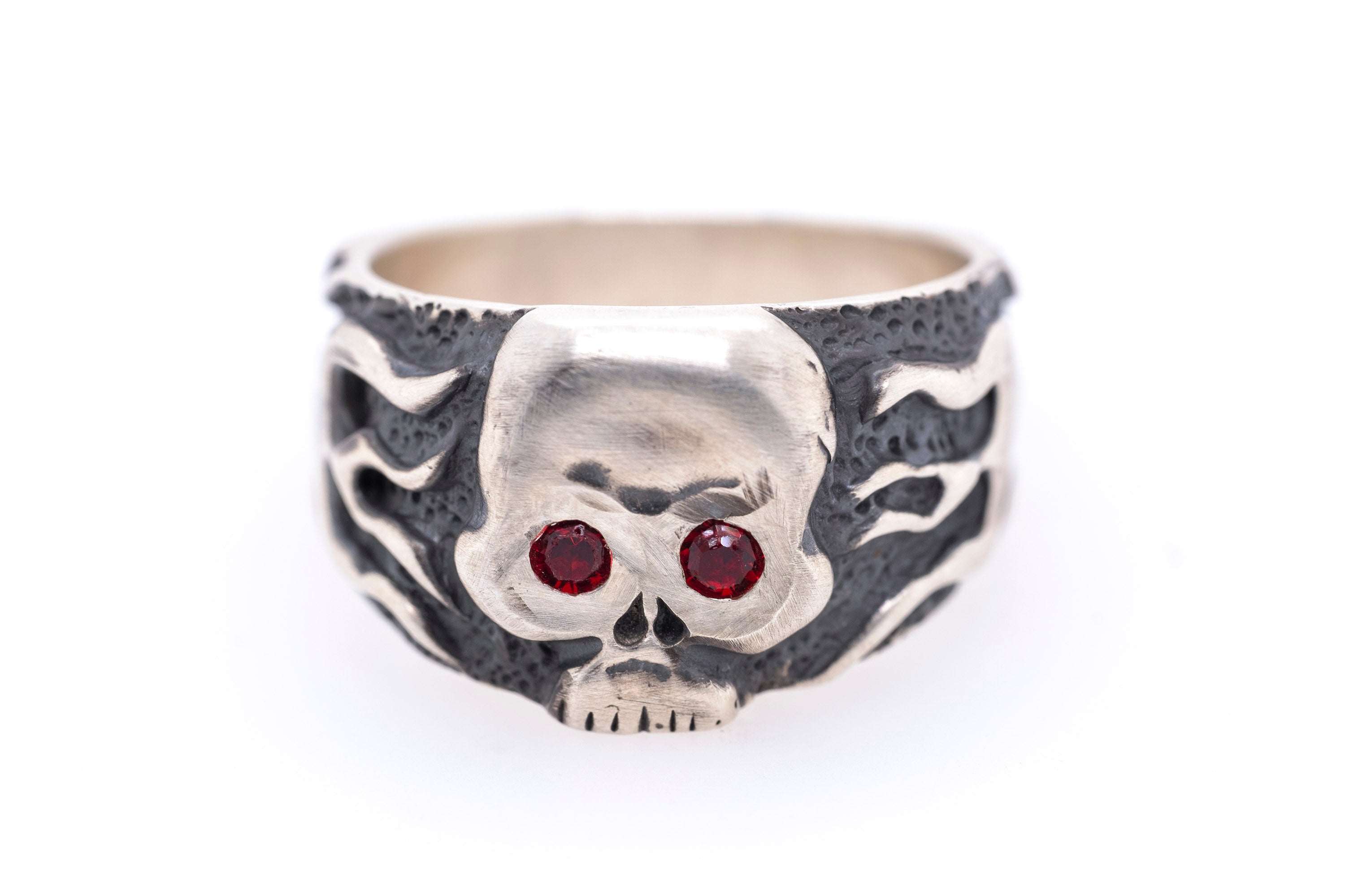 David Rosales Garnet Men's Skull Ring