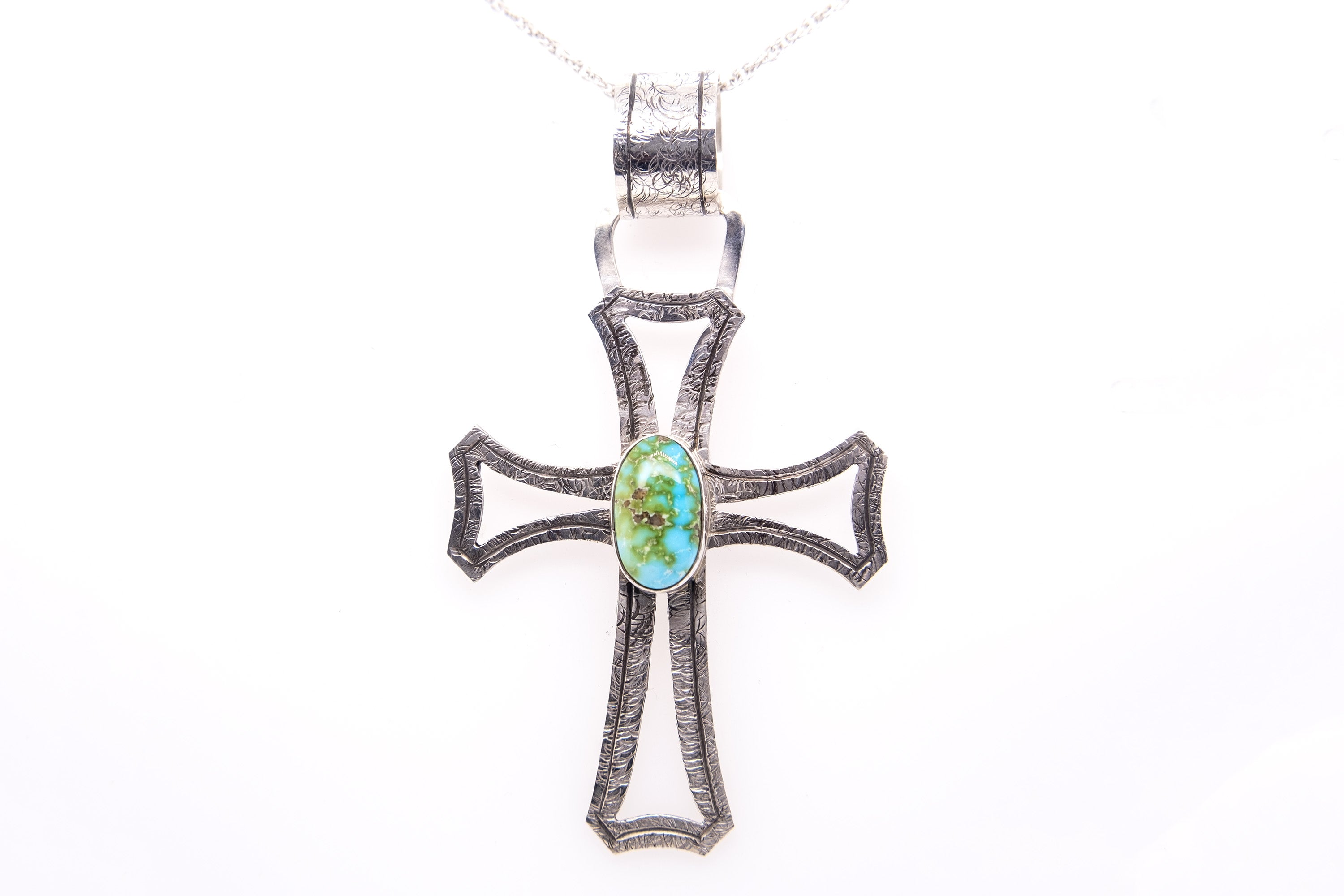 Sonoran Gold Turquoise Cross Pendant by Gary Glandon
