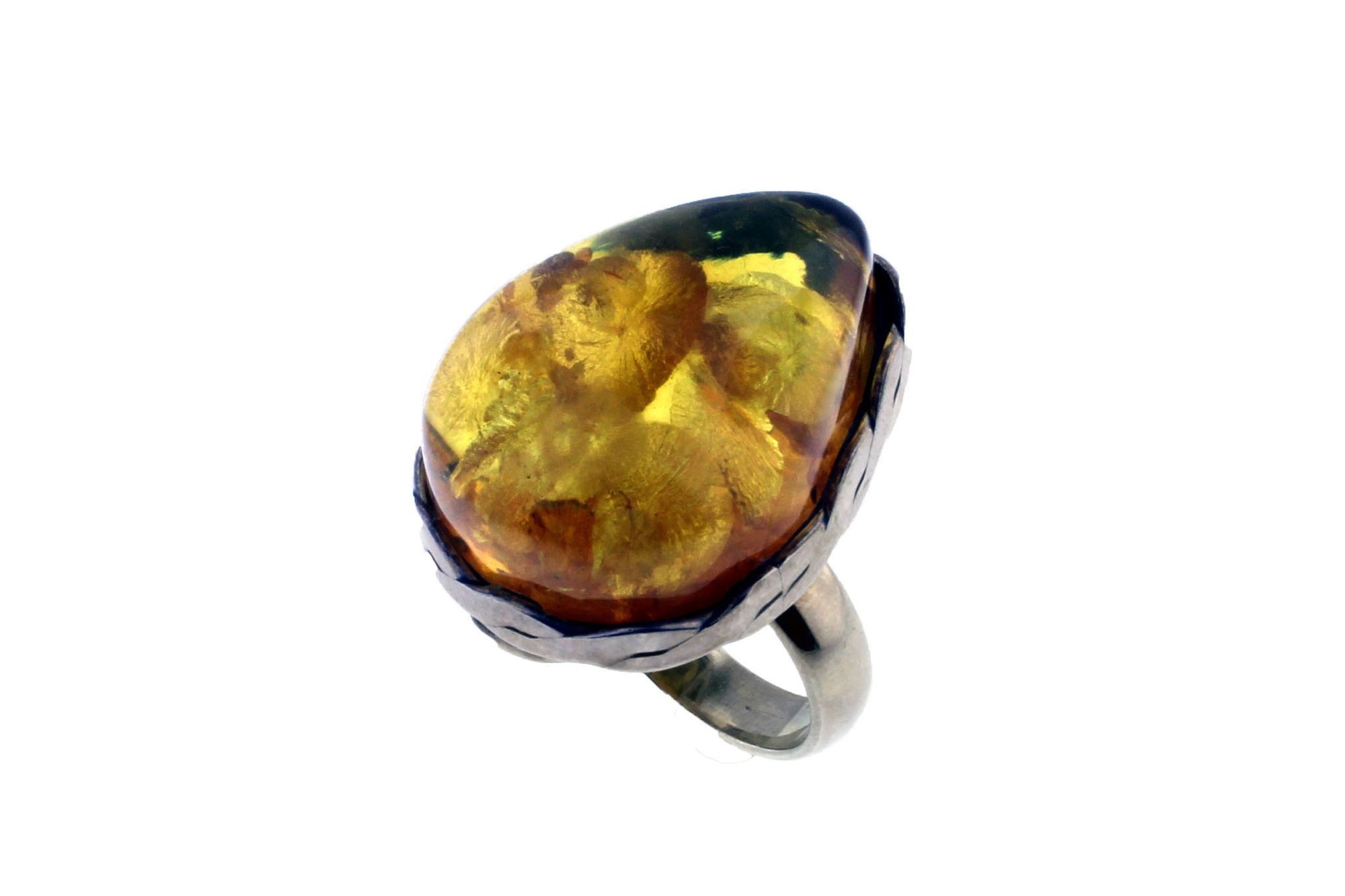 Large Genuine Amber Ring - Handmade Jewelry - Stagecoach Jewelry