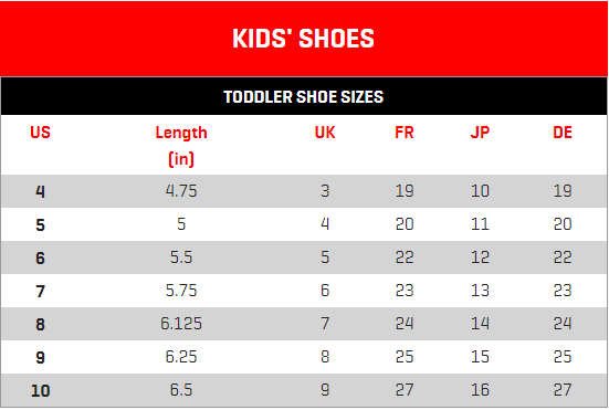 puma size chart women's shoes