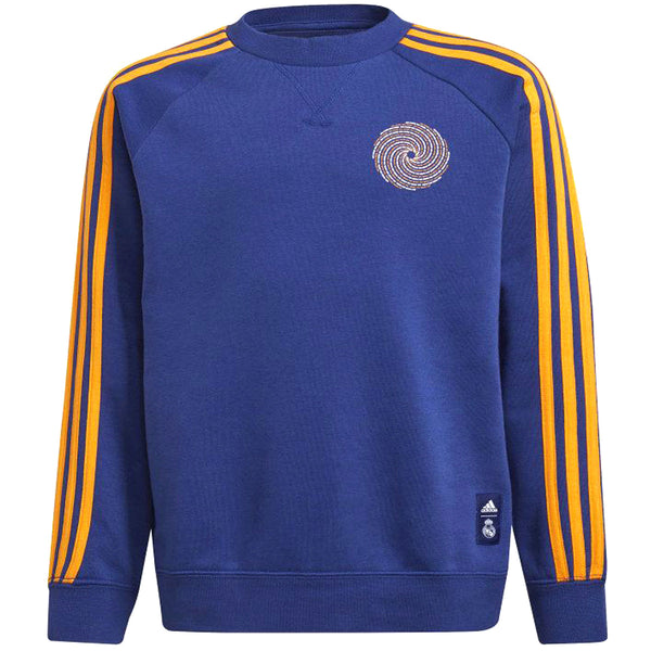 adidas Youth Real Madrid 21/22 Kids Crew Sweat | GR4257 Apparel Adidas Youth Small Victory Blue/white/lucky Orange 