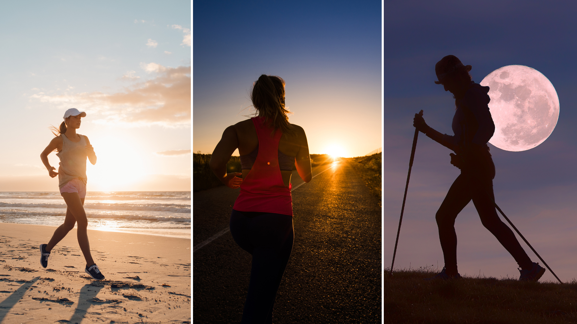 People exercising during different times of the day