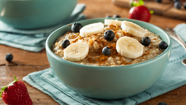 Oatmeal bowl with fruits and nuts