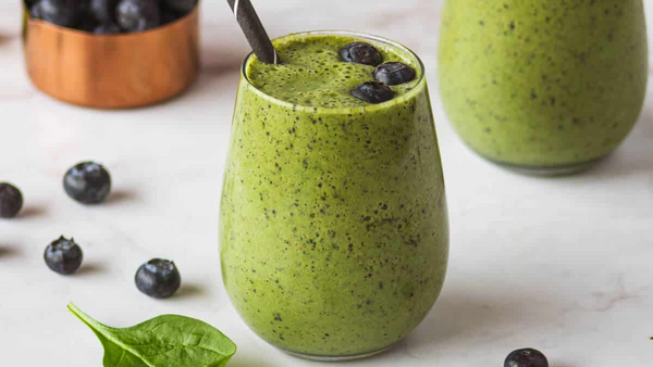 Protein shake with fruits and spinach