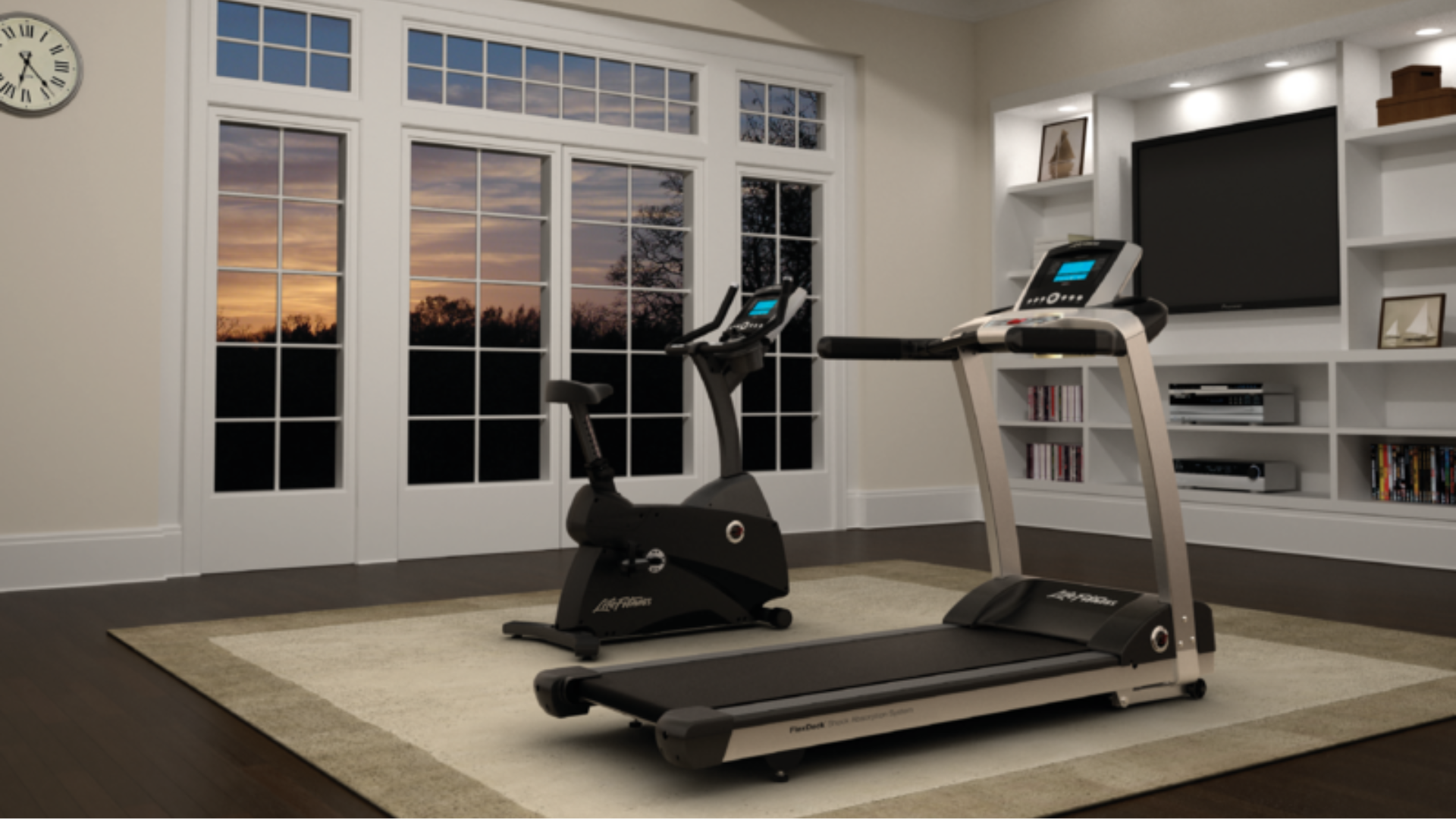 Stationary bike and treadmill at home