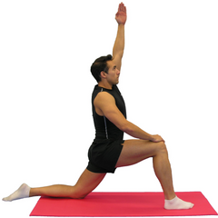 man stretching hip flexors