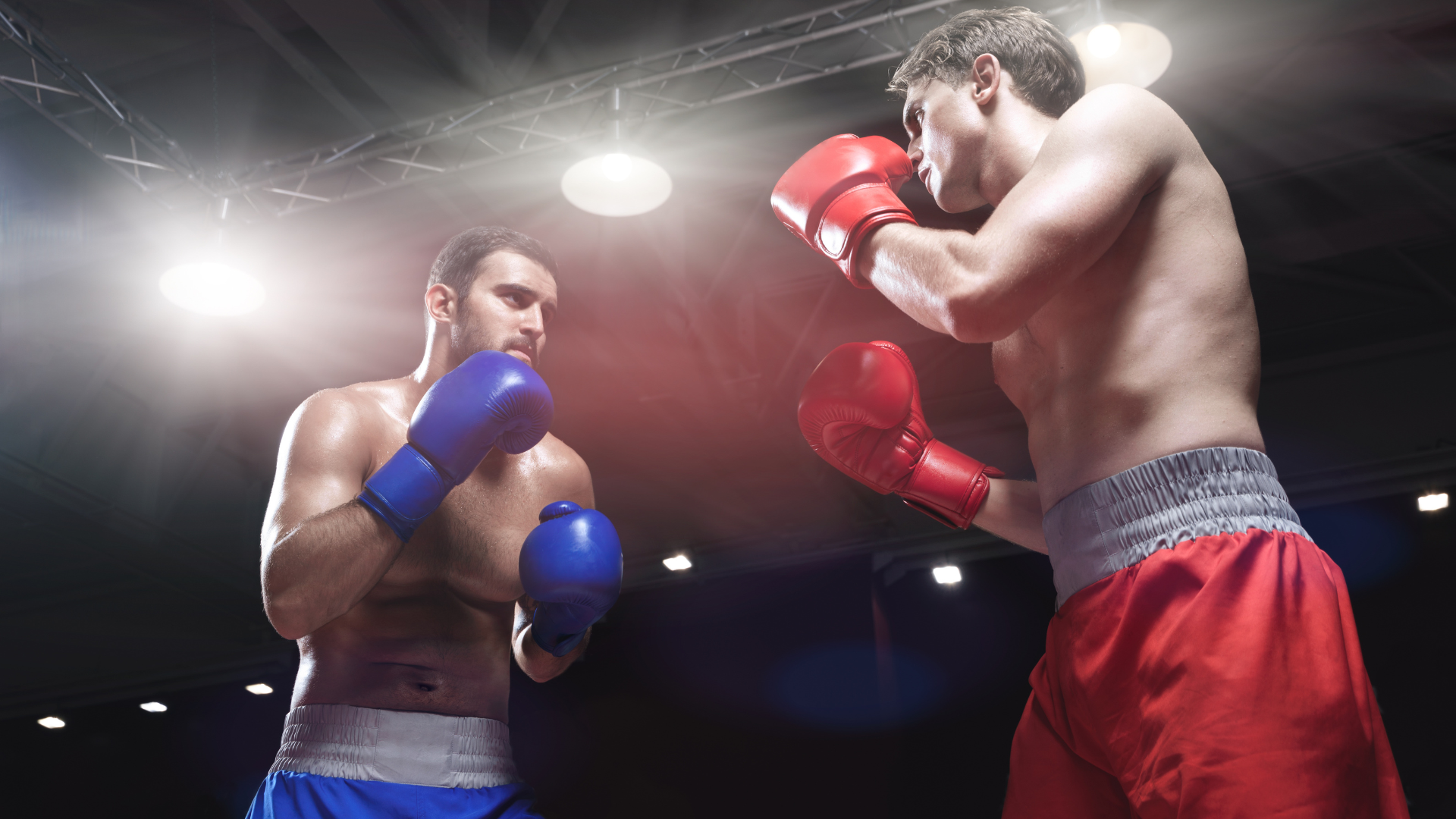 Dois pugilistas durante uma luta