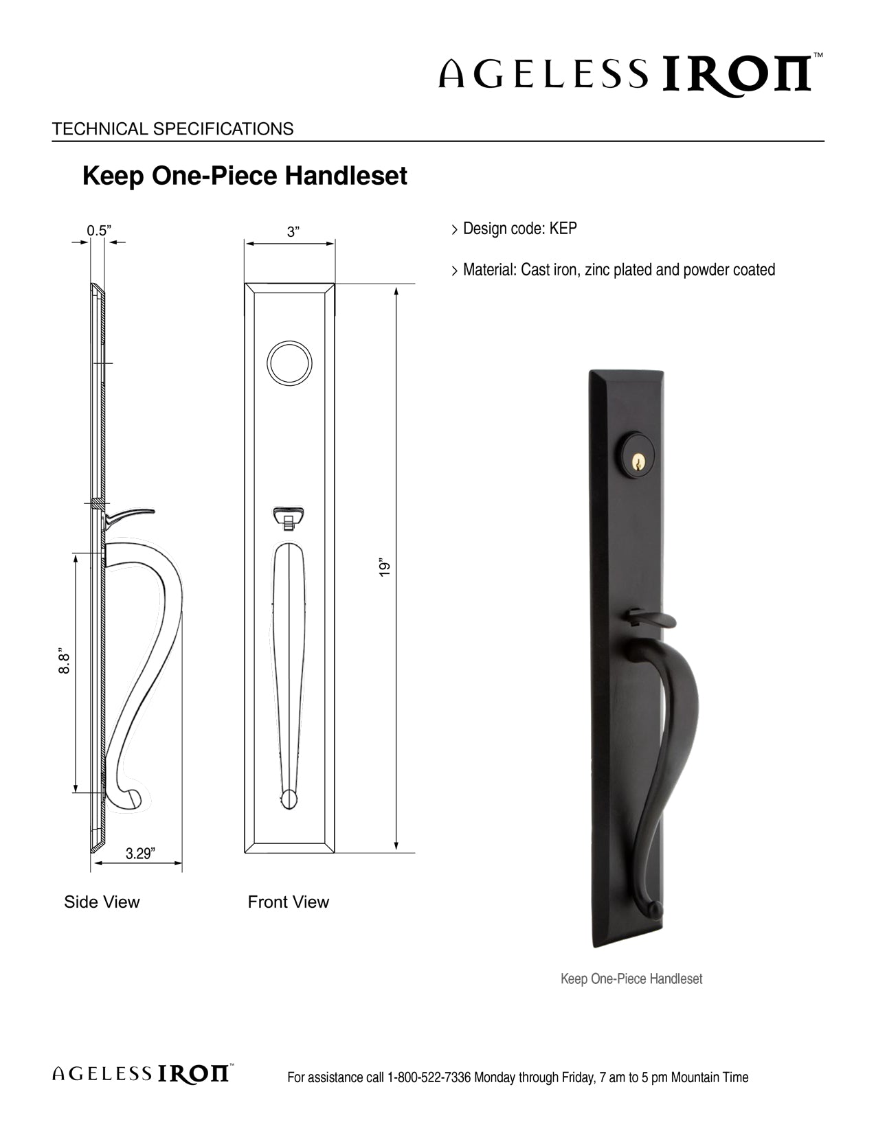 Keep One Piece Handleset Technical Specs