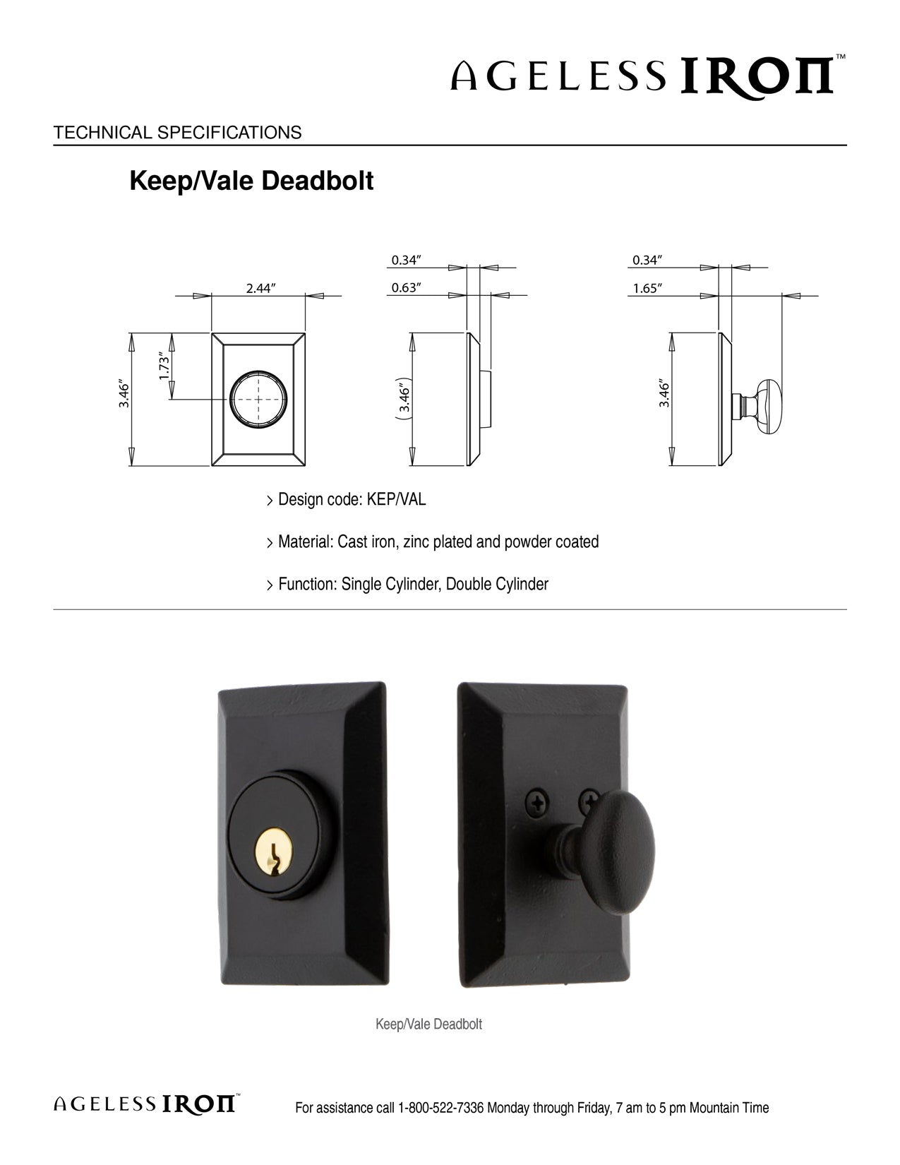 Keep/Vale Deadbolt Technical Specs