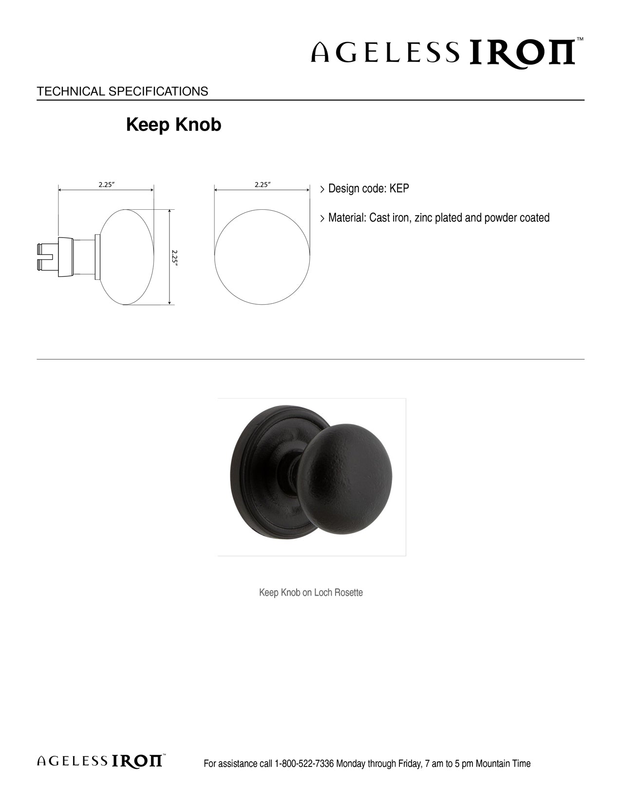 Keep Knob Technical Specs