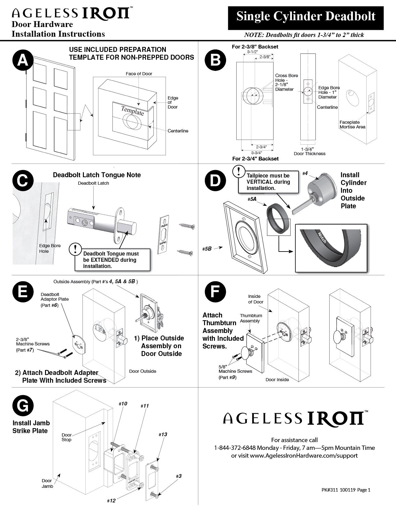 Single Cylinder Deadbolt Instructions