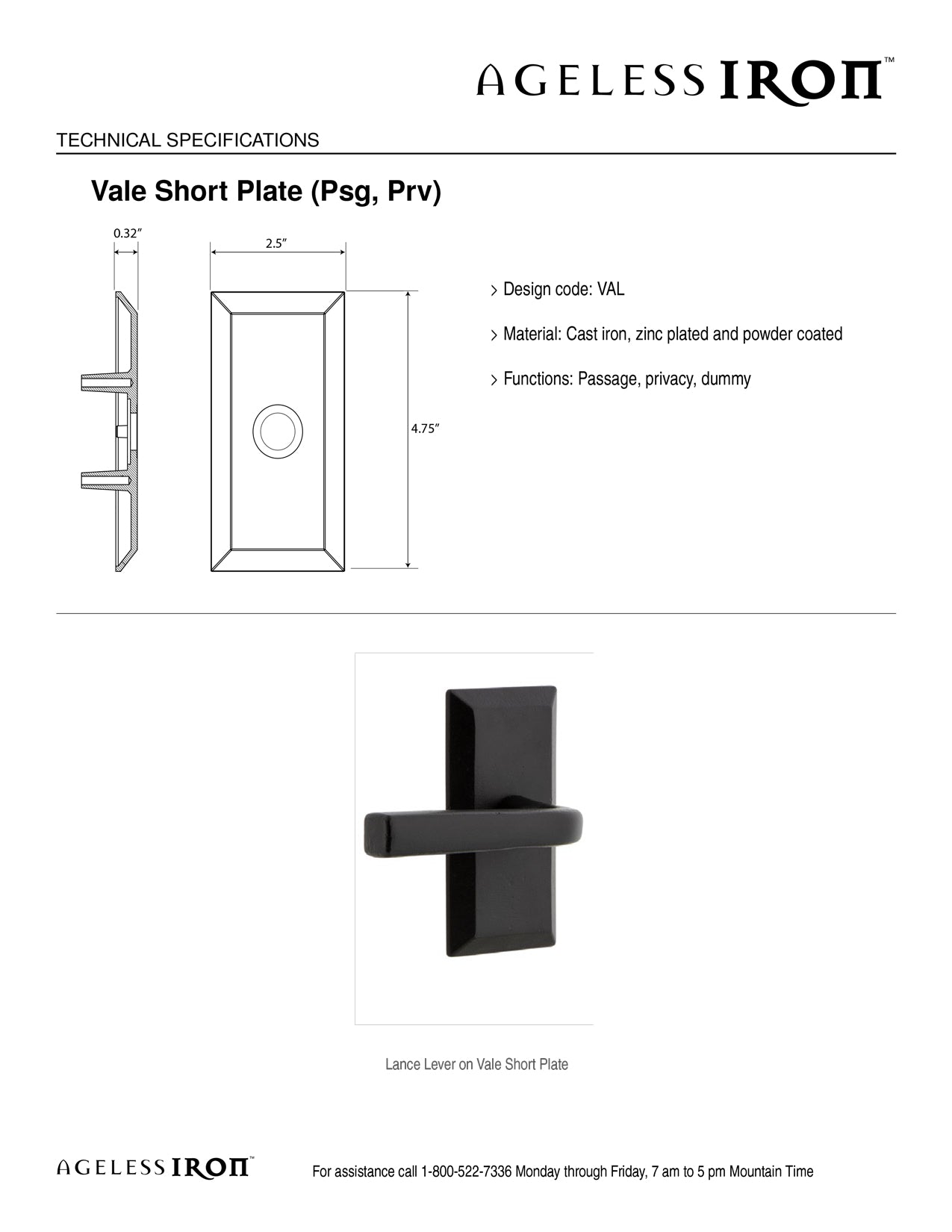 Vale Short Plate Technical Specs