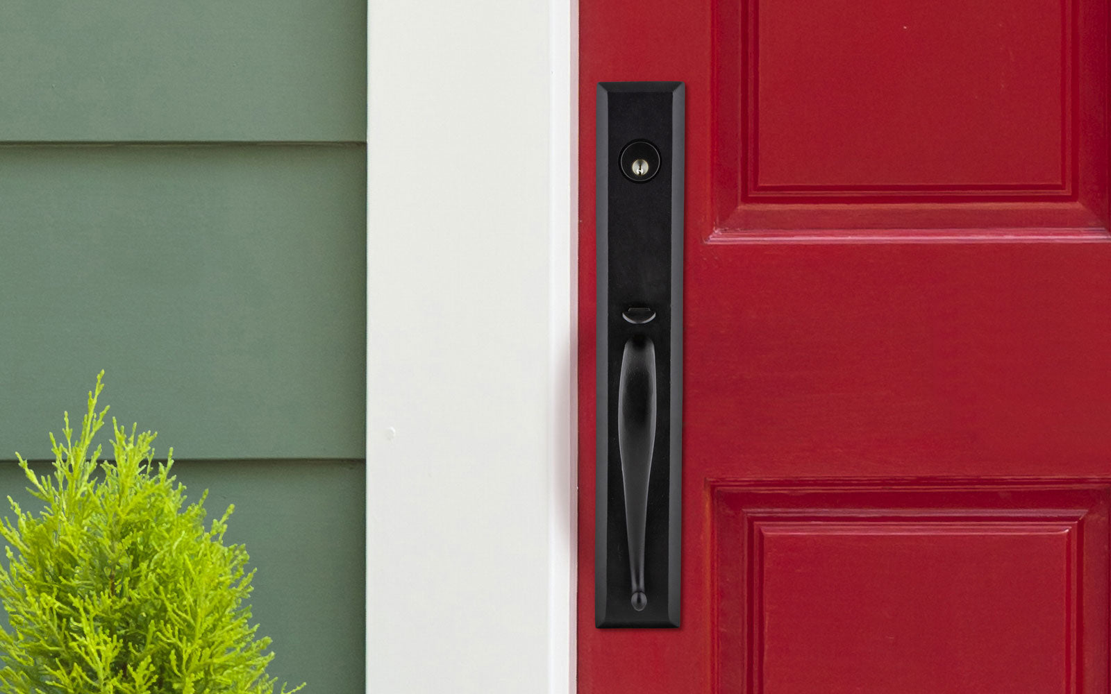 Add a new black enrty door set enhance the front door of your home