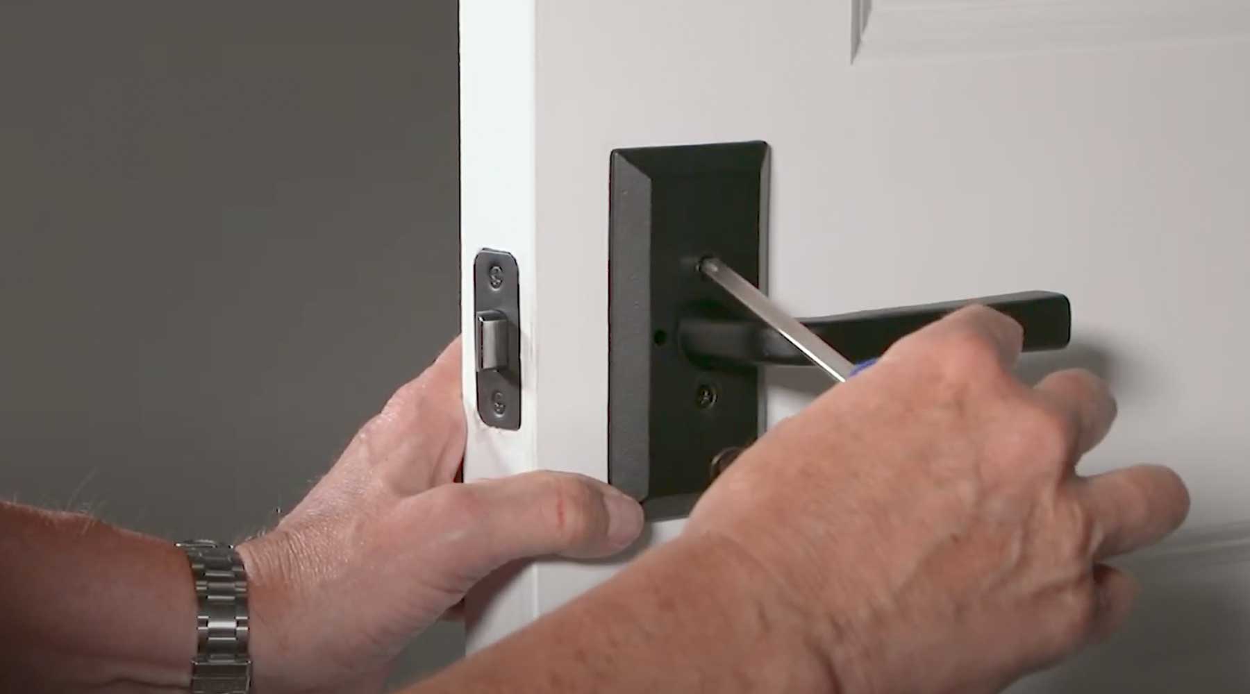 Easy to install black door hardware