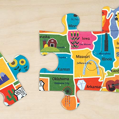 Mudpuppy Map of the U.S.A. Jumbo Puzzle, 25 Large Pieces, 22x22  Great for Kids Age 2+ - Colorful Illustrations of the U.S. States  Packaged in Convenient Drawstring Box, Multicolor, 1 EA
