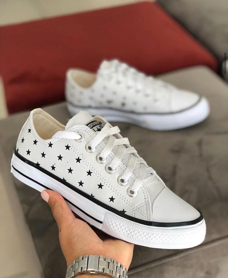 all star branco com estrelinhas