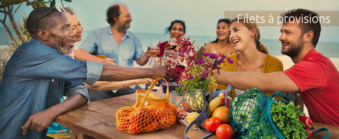 Adults people toasting to the banning of plastic shopping bags