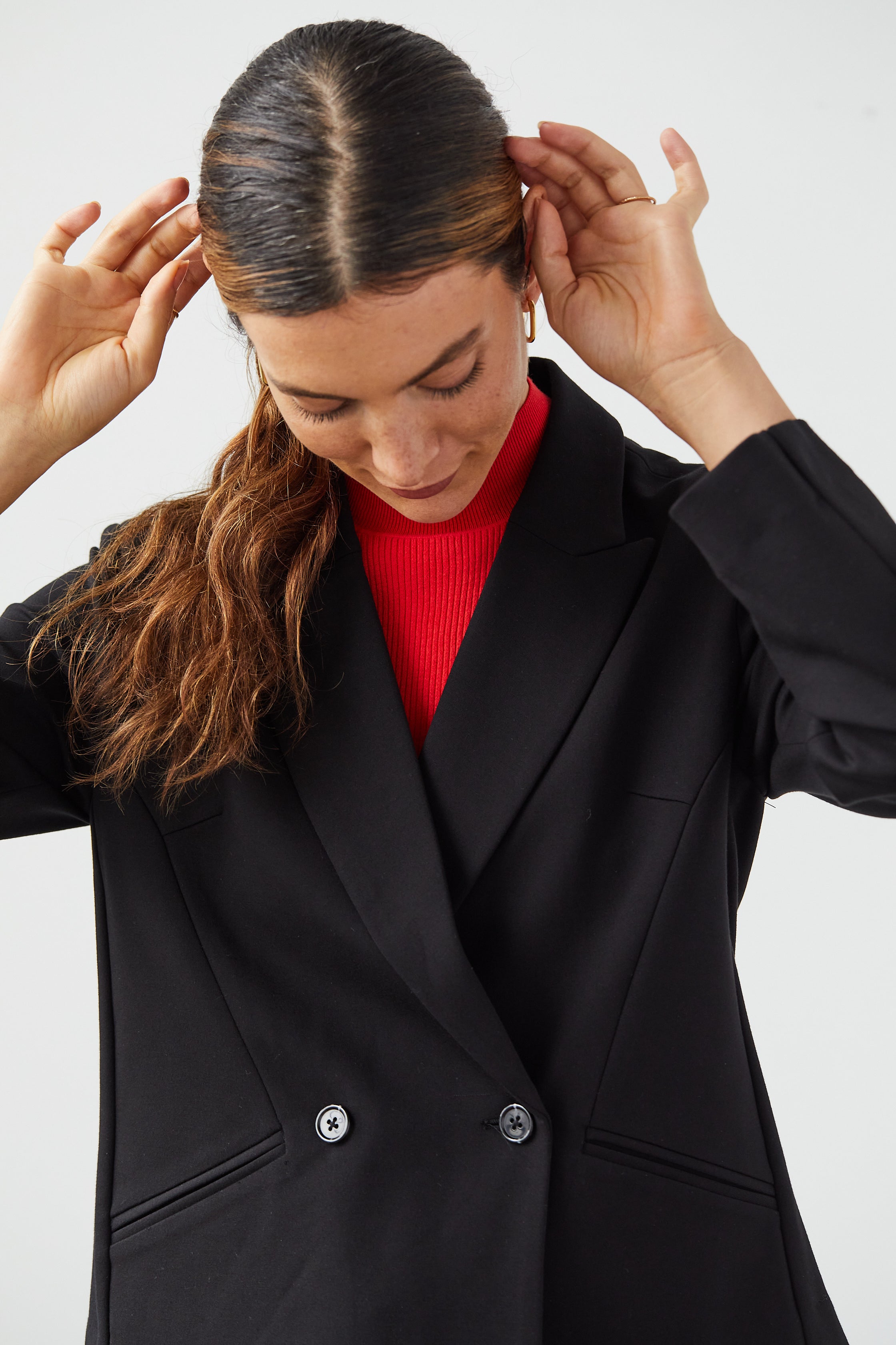 The Cropped Double Breasted Blazer in Prestige Ponte