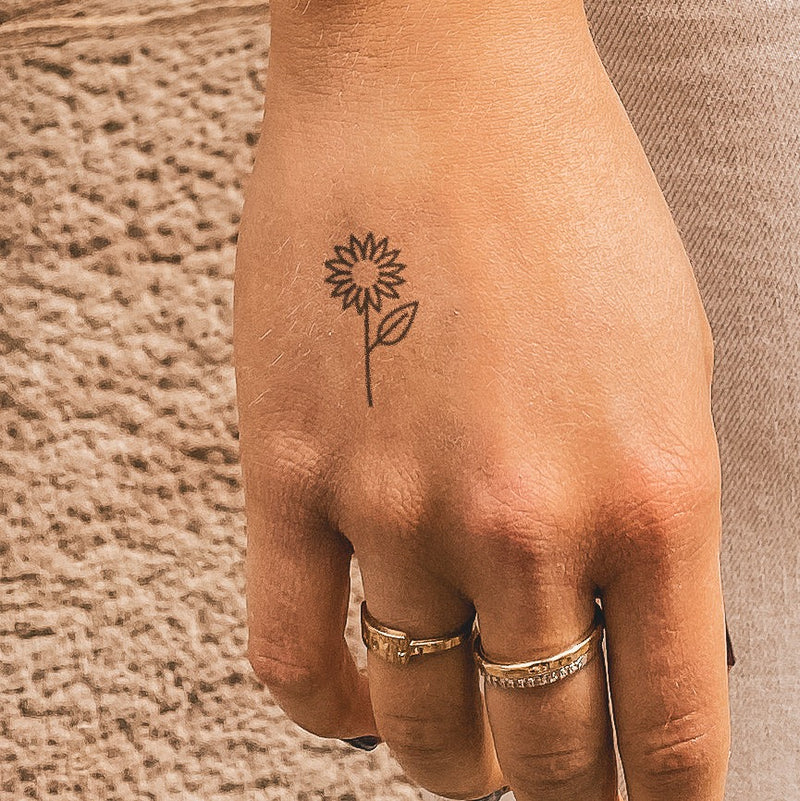 Simple Sunflower Temporary Tattoo  neartattoos