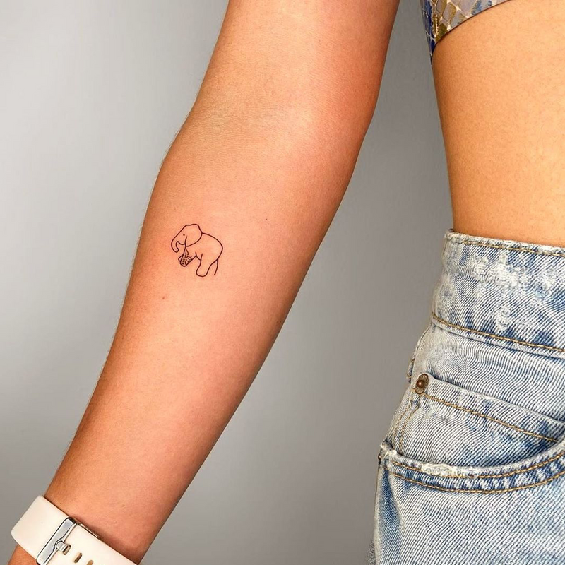 Minimalist elephant tattoo on the inner arm
