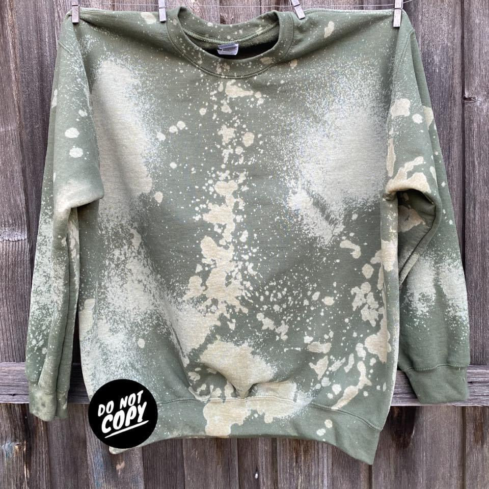 Green Bleached Sweatshirt The Southern Gypsy Rose Wholesale