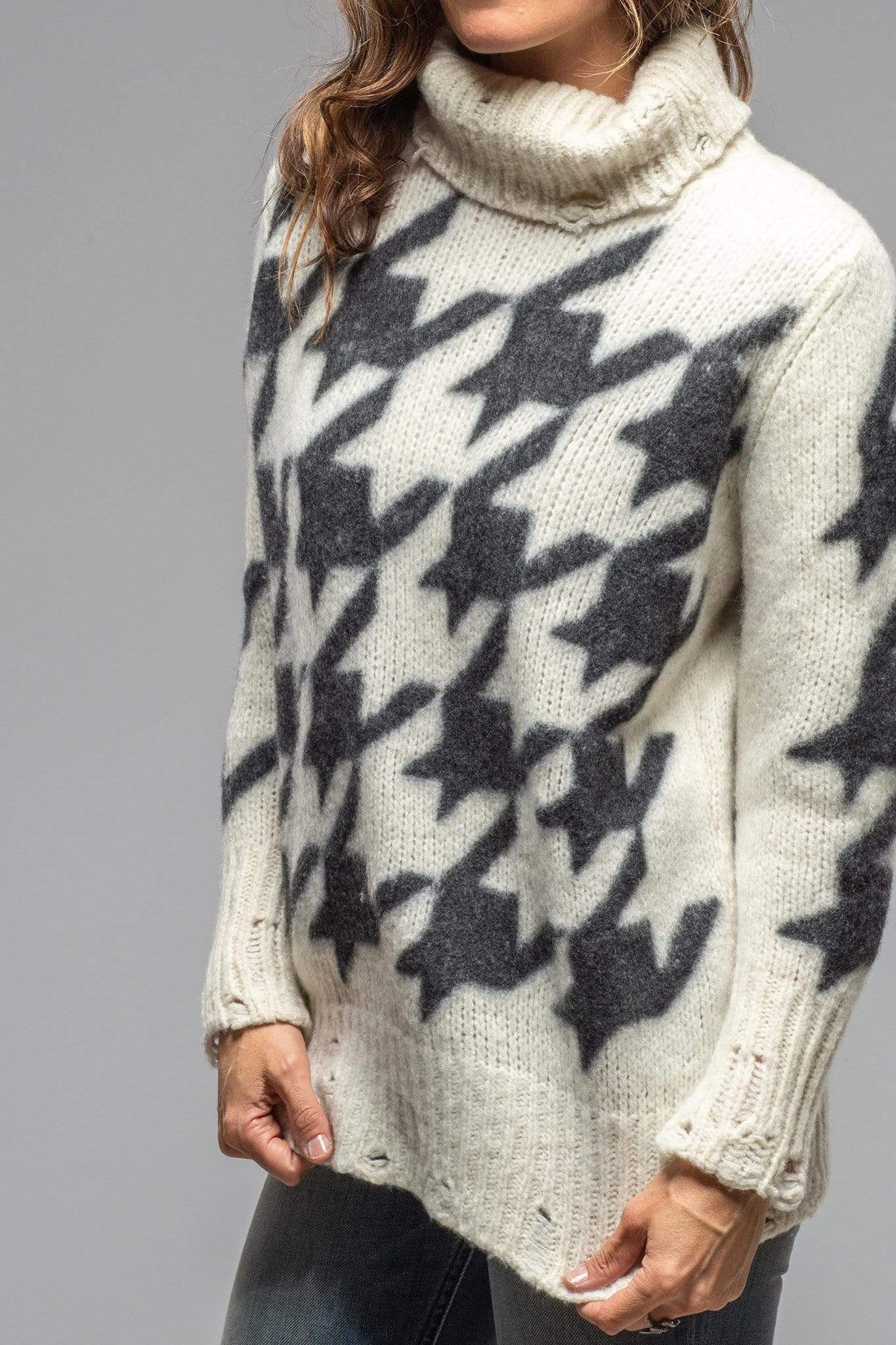 Mirabel High Neck Giant Houndstooth Sweater