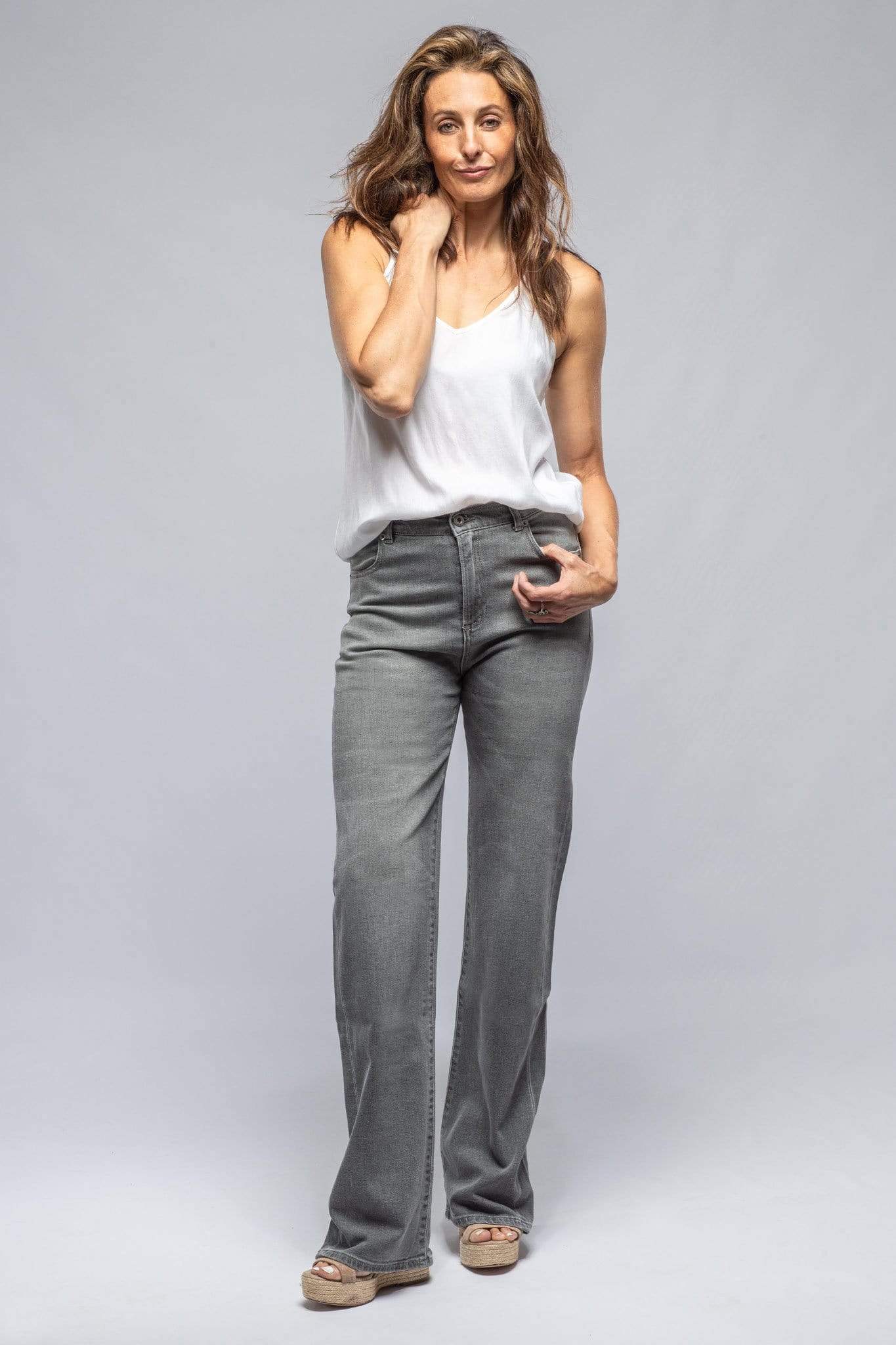 Martina High Rise Wide Leg Jean In Grey