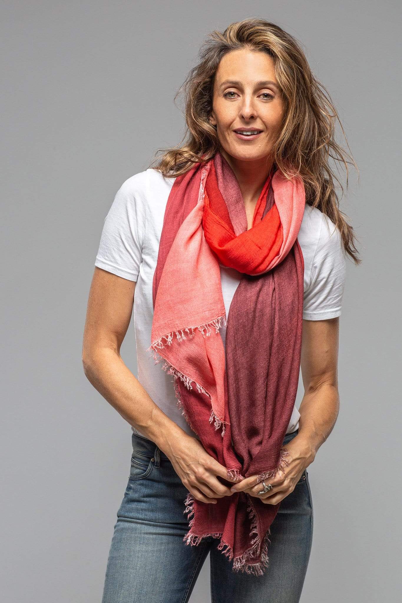 Tramonto Multi Colored Scarf In Red
