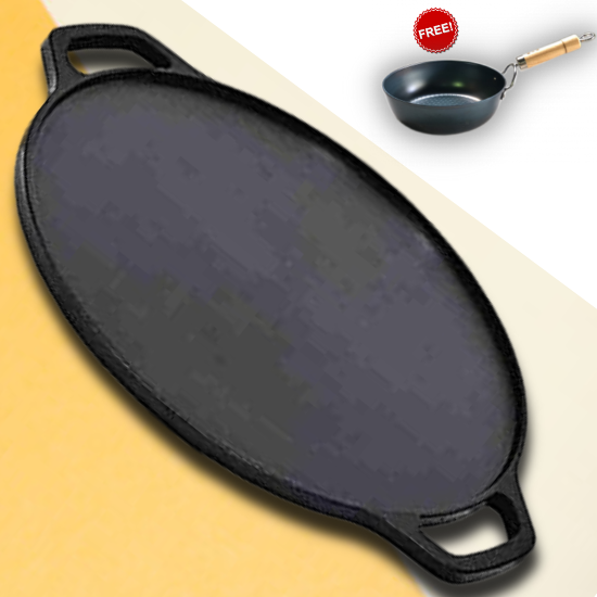 balajicreation 9.50 to 10 inch Indian Pure Iron Loha Kadhai Deep Frying Pan Kadhai for Frying, Cooking