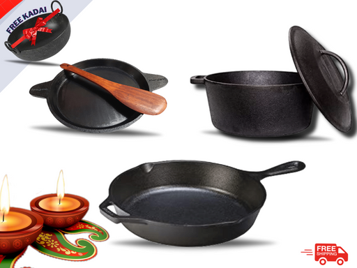 Buy Sparkenzy Cast Iron Pre Seasoned Paniyaram / Paddu Pan