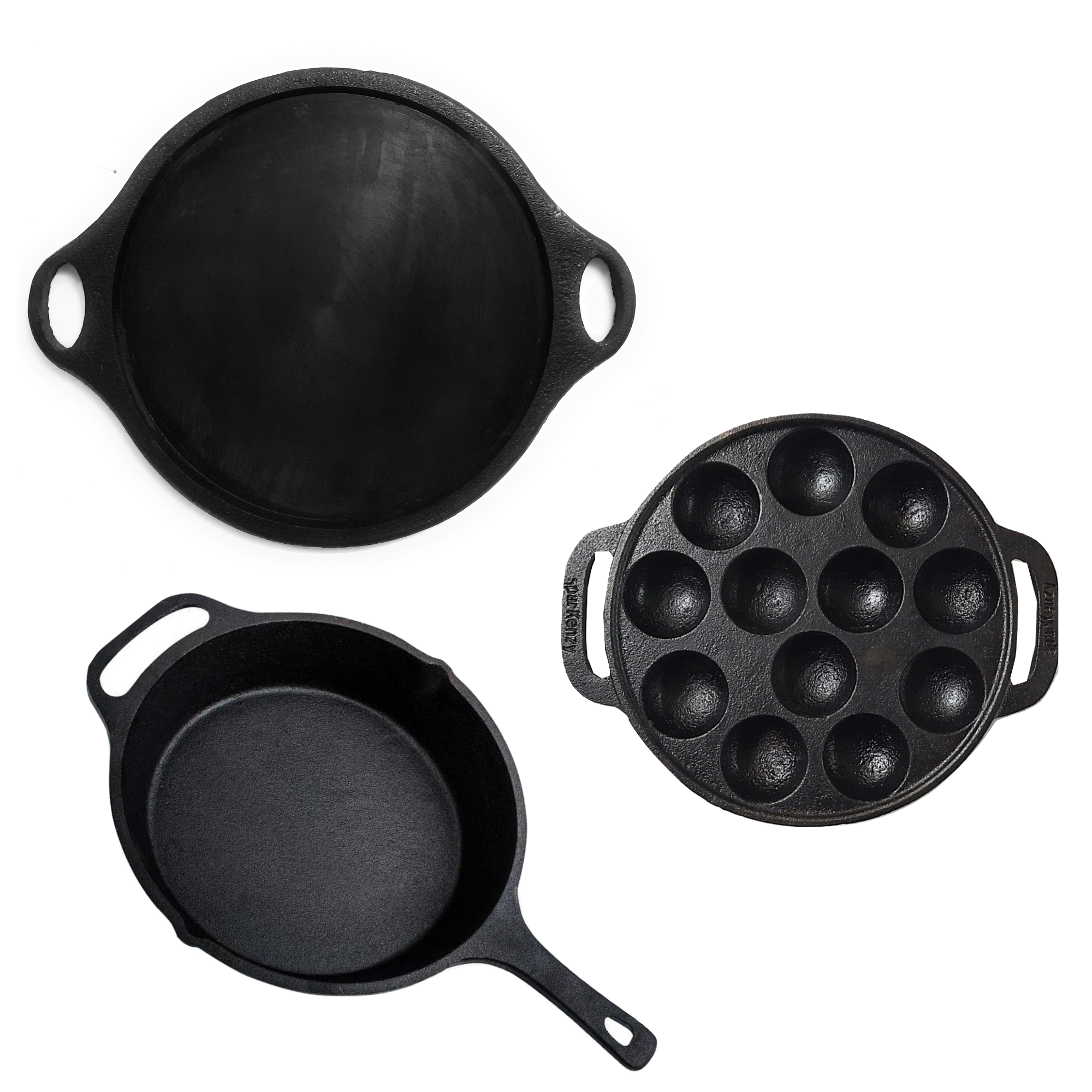 Sparkenzy Cast Iron Flat tawa, Pre Seasoned, Dosa Kal