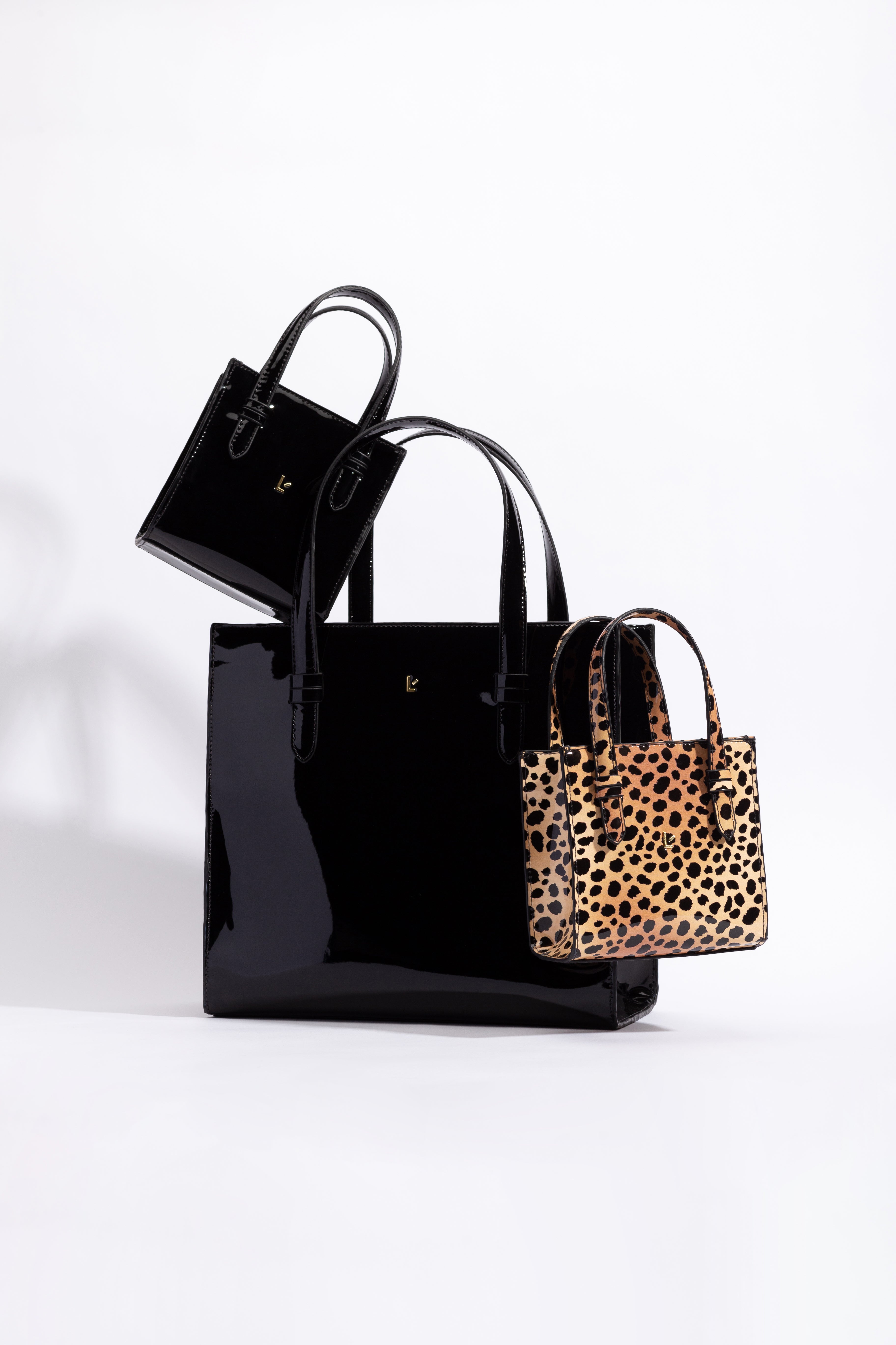 Mini Phoebe Tote Bag In Cheetah Print Vegan Patent Leather - Larroude
