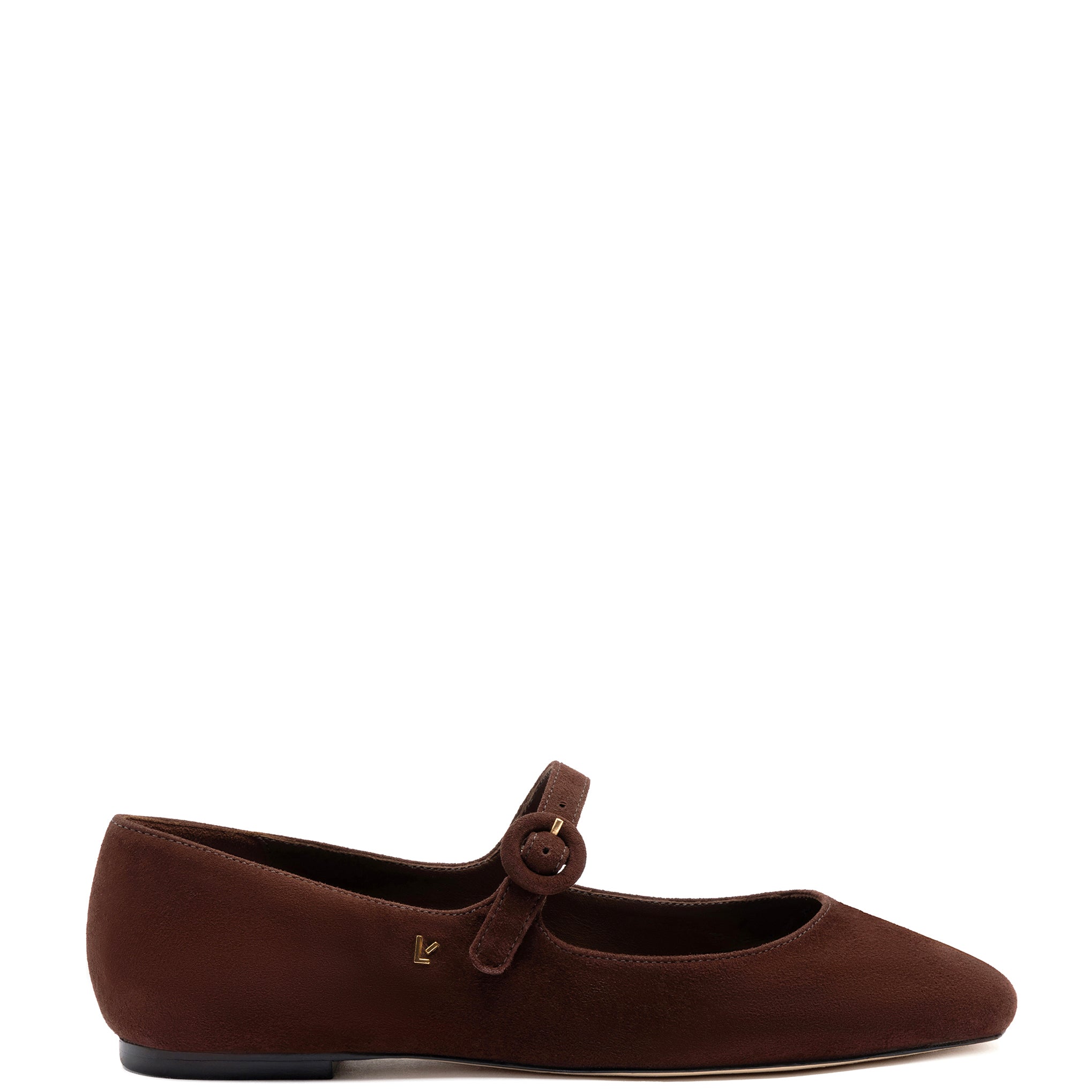 Blair Ballet Flat In Brown Suede - Larroude product image