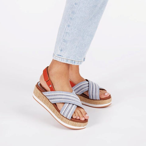 Gioseppo Ivora Blue Summer Platform Wedge Sandal