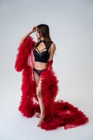 Boudoir Photography Australia - Red Tulle Robe